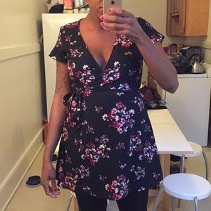 Floral Mini Wrap Dress